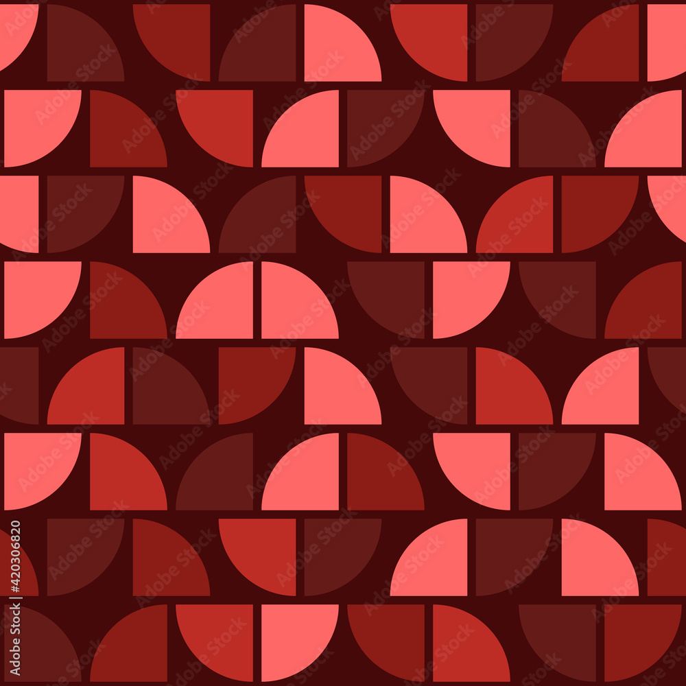 Poster Red Parts Of Circle Red Color. Vector Red Pattern.