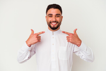 Young arab man wearing typical arab clothes isolated on white background