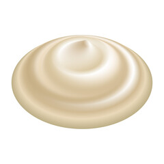 Cream swirl, mayonnaise,whipped  dessert or soft creamy mousse. Realistic smooth texture, isolated on white background. Vector illustration