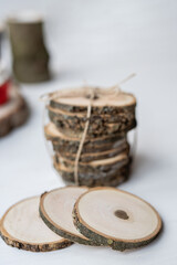 natural ash tree raw log slice coasters with bark 