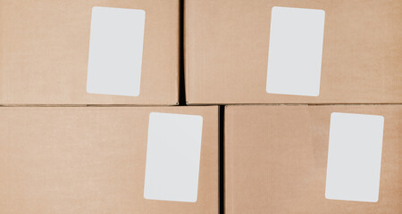 Cardboard boxes for products in a large warehouse