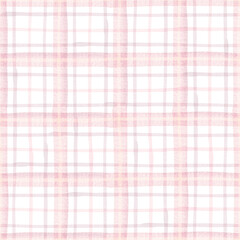 Pink tartan seamless pattern. Watercolor plaid background