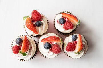 valentines day red fresh fuit and cream cupcake muffins for valentines day 
