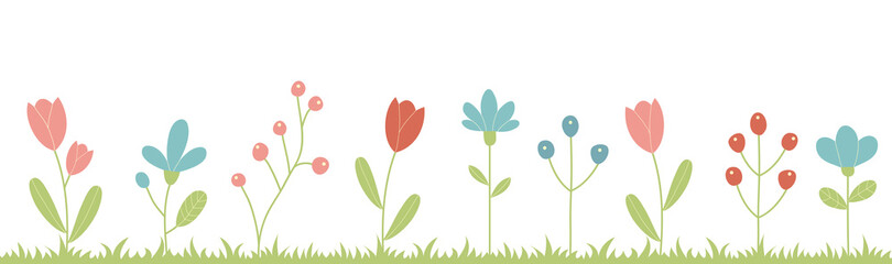 Garden of flowers on a white background.