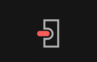 grey pink letter I alphabet icon logo design. Geometric style for business company and corporate identity