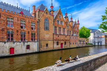 Fototapeten Classic view of the historic city center of Bruges (Brugge), West Flanders province, Belgium. Cityscape of Bruges. Canals of Brugge © Ekaterina Belova