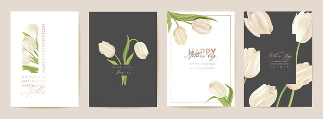 Mother day floral postcard. Mom and child modern card. Spring bouquet vector illustration
