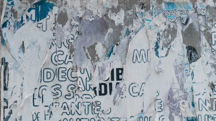 Urban Billboard With Old Torn Paper Posters.