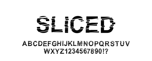 Sliced alphabet set with numbers, vector illustration.
