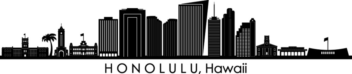 HONOLULU Hawaii USA City Skyline Vector
