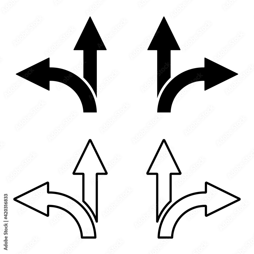 Poster arrows left and right icons. set of vector arrows pointing left and right. vector set of outlines ar