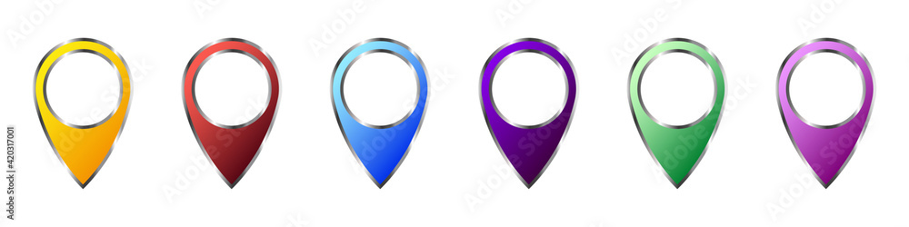 Poster point on the map vector set. map labels icons set in flat style. set of trendy gps points icons in f