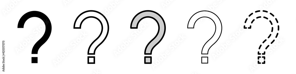 Poster question mark vector set. question marks outline icons set in flat style. set of trendy icons of que