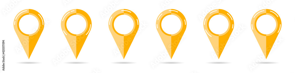 Poster point on the map vector set. map labels icons set in flat style. set of trendy gps points icons in f