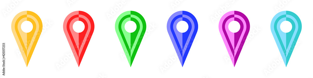 Poster point on the map vector set. map labels icons set in flat style. set of trendy gps points icons in f