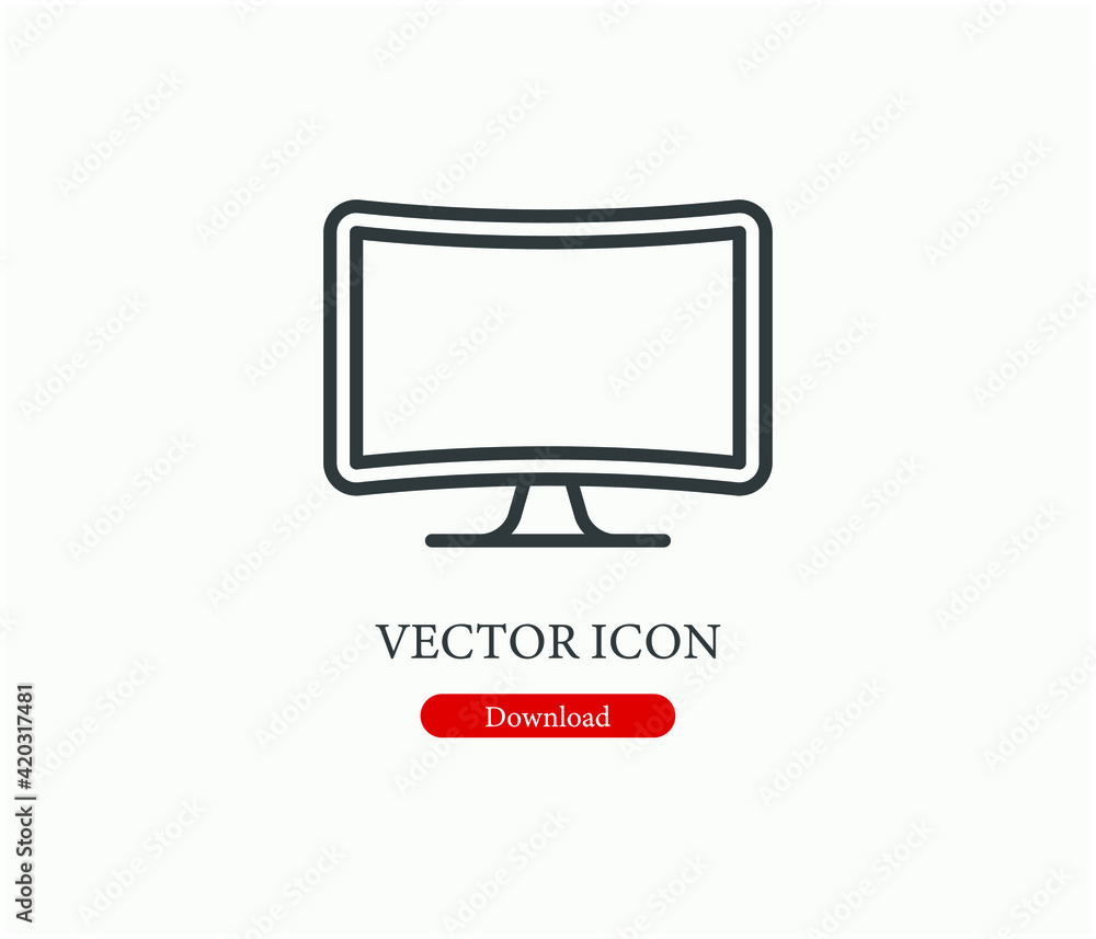 Poster curved tv vector icon. editable stroke. linear style sign for use on web design and mobile apps, log