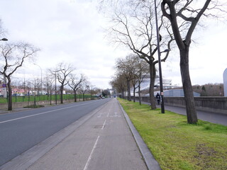 A avenue along the Philharmonic Opera of Paris. Avenue Jean Jaurès, Paris the 14th march 2021.