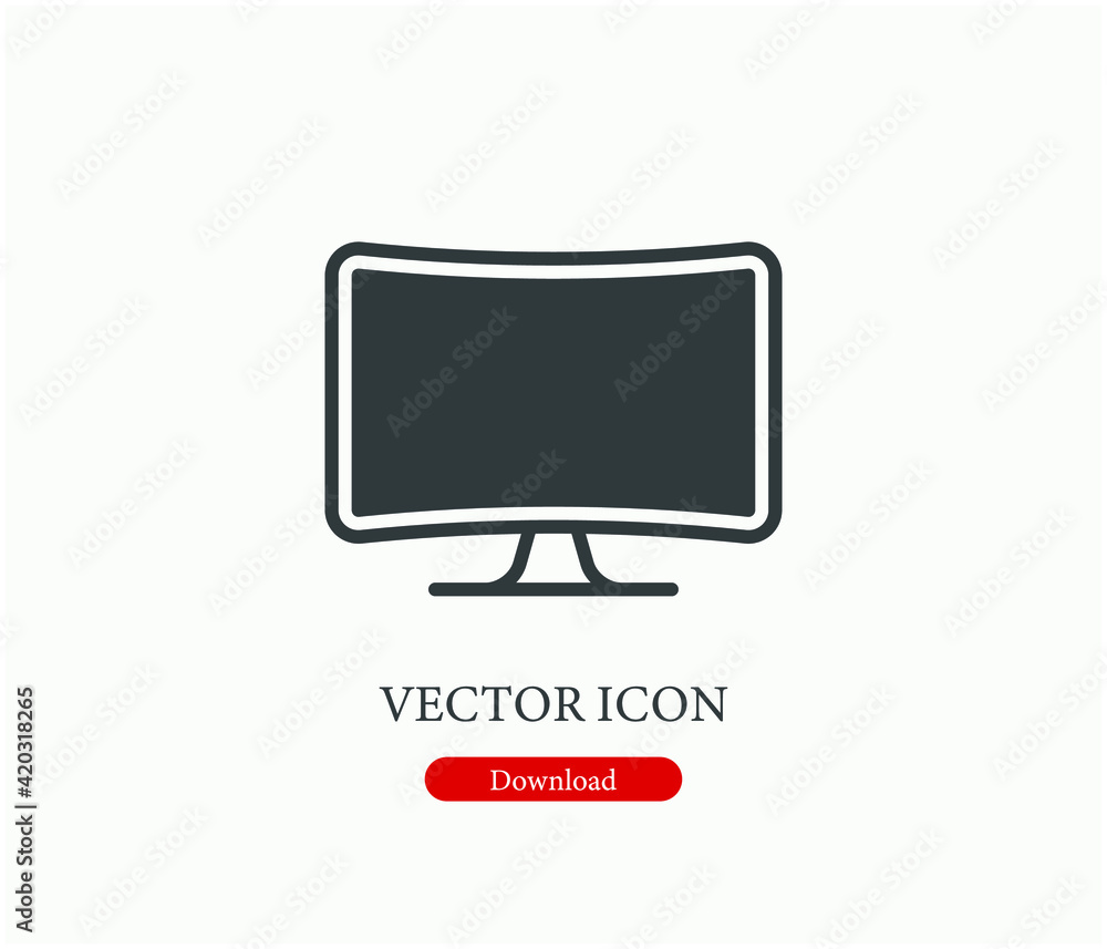 Poster curved tv vector icon. editable stroke. linear style sign for use on web design and mobile apps, log
