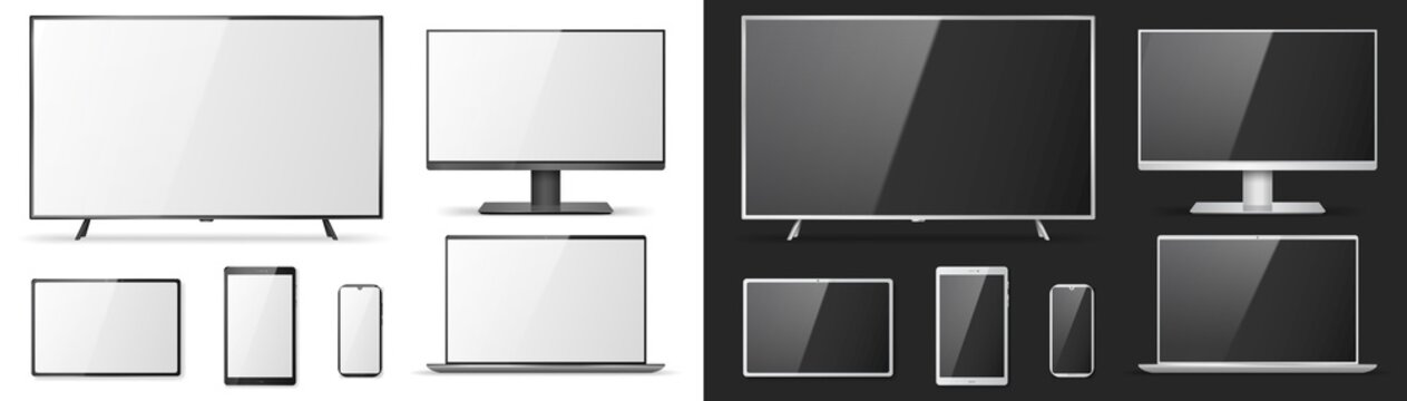 TV Screen, Lcd Monitor, Notebook, Tablet Computer, Mobile Phone Templates. Electronic Devices