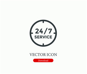 24 hours 7 days vector icon.  Editable stroke. Linear style sign for use on web design and mobile apps, logo. Symbol illustration. Pixel vector graphics - Vector