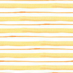 Watercolor horizontal line seamless pattern Yellow stripes texture - 420318642