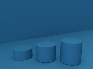 Mockup geometric shape cylinder mat podium on green background. 3D render of advertising template space for product in minimalist style. Display case empty showcase