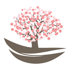 tree with flowers, vector artwork 
