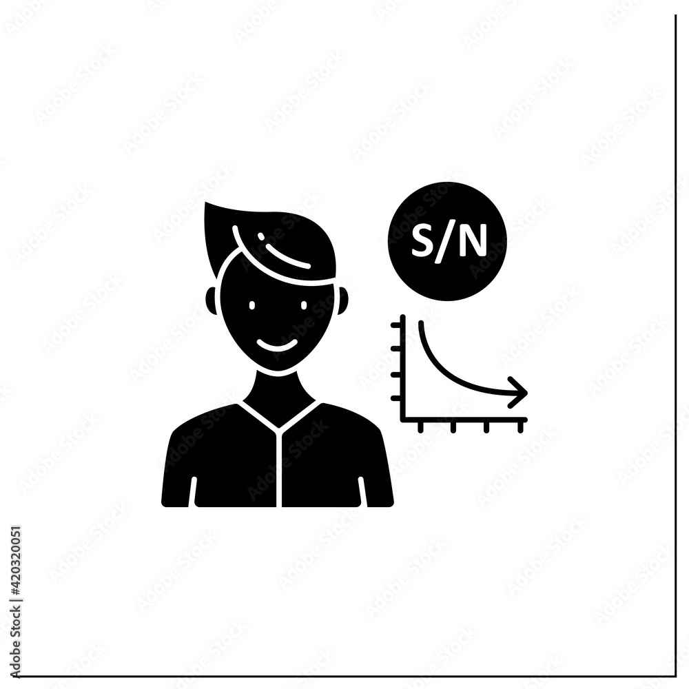 Poster low signal glyph icon. low signal to noise ratio. minimum level to establish connections.information