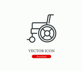 Wheelchair vector icon. Editable stroke. Symbol in Line Art Style for Design, Presentation, Website or Apps Elements. Pixel vector graphics - Vector