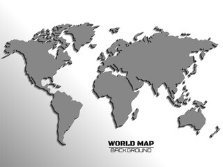 Fototapeta na wymiar World map with shadow. Map of paper. Vector illustration