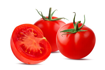 Tomato isolated on white background with clipping path