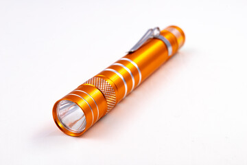 Aluminum led flashlight. Accessories useful in the household and while camping in the mountains.