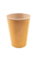 Paper cup for hot drinks. Disposable container for food use.