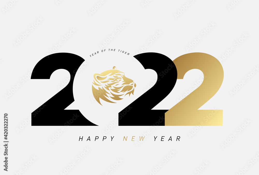 Fototapete 2022 happy new year logo design. year of the tiger. 2022 text number design template. 2022 typograph