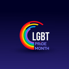 Pride design logo icon. LGBTQ related symbol in rainbow colors. Gay pride. Rainbow community pride month. Love, freedom, support, peace flat Symbol. Vector illustration Isolated on purple background.