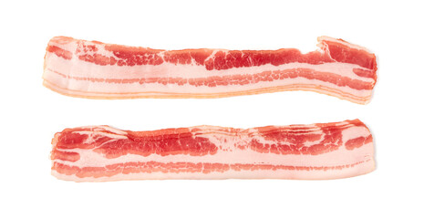 Raw Smoked Bacon Isolated, Streaky Brisket Slices