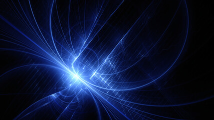 Obraz premium Abstract background, smooth multicolored lines on a black background.