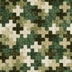 Cross pavement ornament seamless pattern. Camouflage mosaics wallpaper