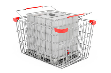 Shopping basket with intermediate bulk container, 3D rendering