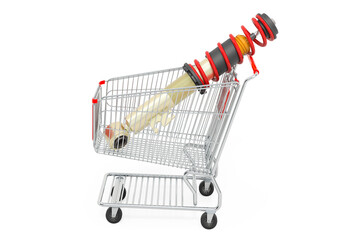 Shopping cart with shock absorber. 3D rendering