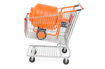 Shopping cart with cement mixer. 3D rendering