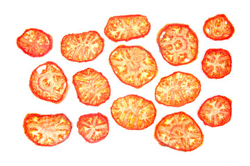 dried tomato slices on a plate. Vitamin vegetable food