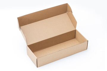 Closed craft cartoon box isolated on white background.