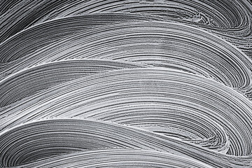 Soap suds on black background. White foam of soap on dark surface, pattern. Flat lay, top view, copy space