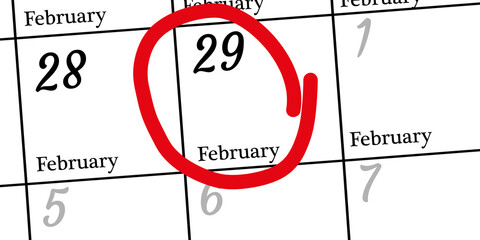 Happy leap day or leap year slogan. Calendar page February 29. Today is one extra day. Vector
