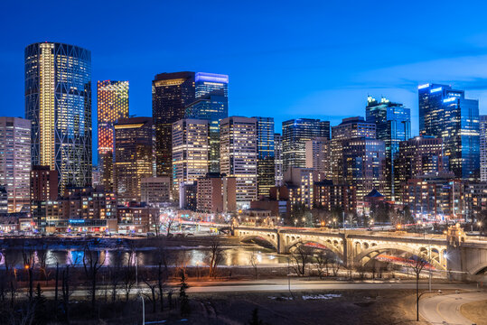 Calgary skyline at night. 