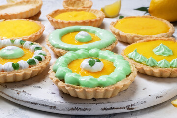 Traditional french lemon tart, top viewTraditional french lemon tart, top view