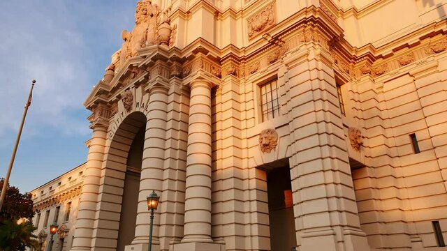 Afternoon exterior view of the historical Pasadena City Hall