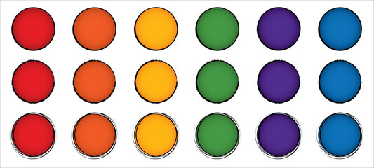 Rainbow colored two-tone gradient decorative circles