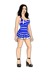 Sexy greek Pin-Up Girl Illustration